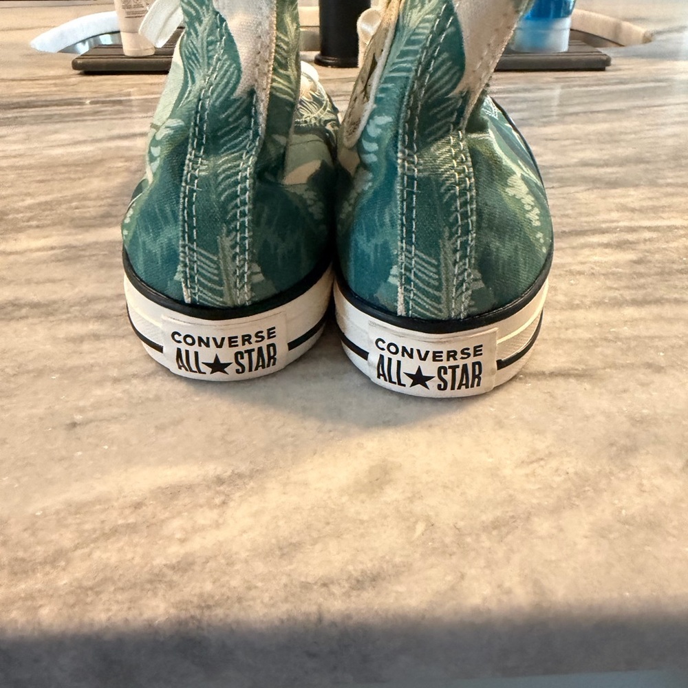 Converse All Star Green Patterned High Top Sneakers - Picture 2 of 6